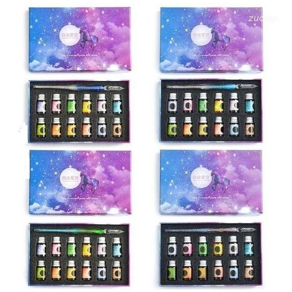 

Starry Sky Glass Dip Pen Set - Set Dip Pen Kaca dan Tinta 12 Warna