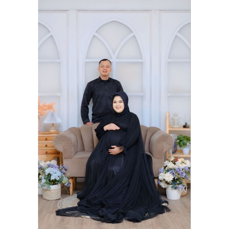 Sewa gaun prewed hitam/maternity