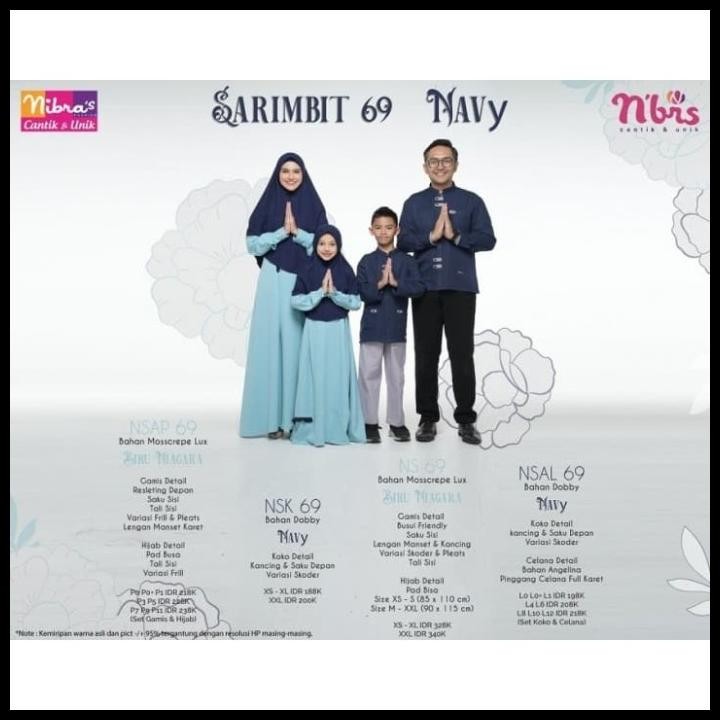 Terbaru Baju + Hijab Syar'I Ns 69 Plum & Biru Niagara Nibras Sarimbit Keluarga