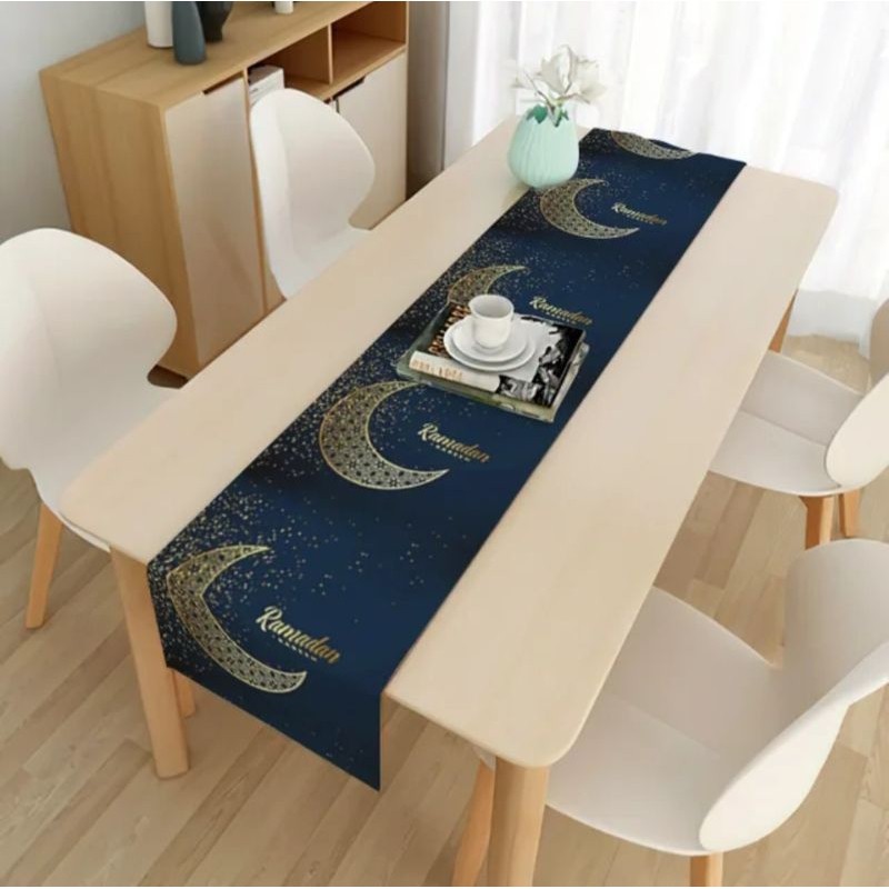 Ramadhan Table Runner 180Cm / Taplak Meja Makan Tamu Lebaran Dekorasi Eid Mubarak Table Runner /