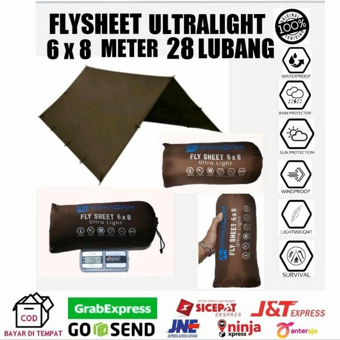 FLYSHEET TENDA 6X8 METER ULTRALIGHT WATERPROOF FLYSHEET CAMPING