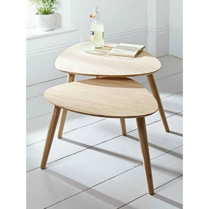 TERBARU Dapat 2pcs Meja Tamu Minimalis segitiga Coffee table Kopi Beside Table PROMO