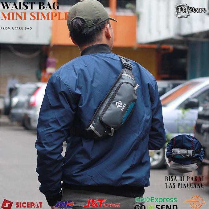 TAS SELEMPANG COWOK MINI DISTRO WAISTBAG PRIA KECIL ABU KEREN SIMPEL