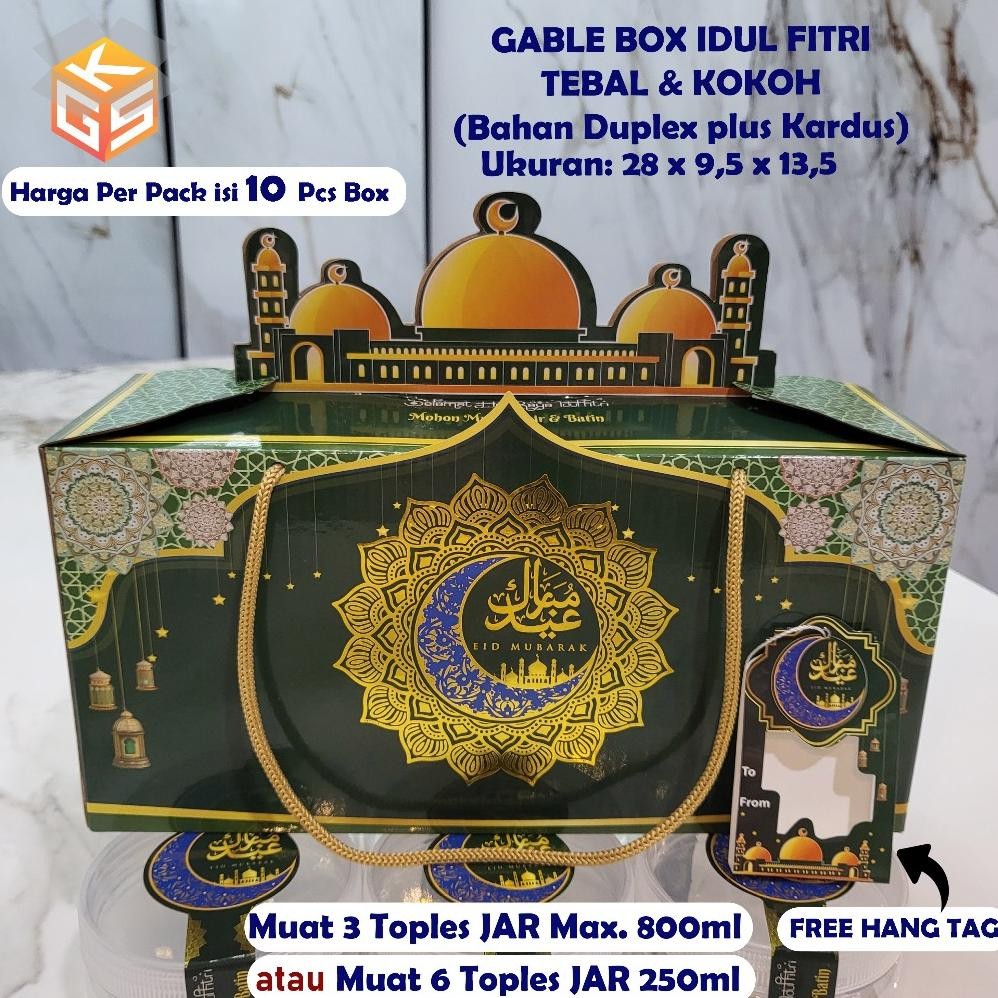 

10pcs Box Hampers IDUL FITRI | Ukuran 3 Toples Jar | Gable Box Idul Fitri | Box Idul Fitri | Lebaran