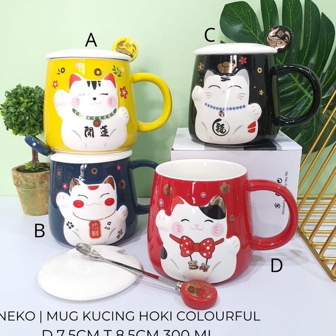 Mug Keramik Neko Cat | Mug Kucing Hoki