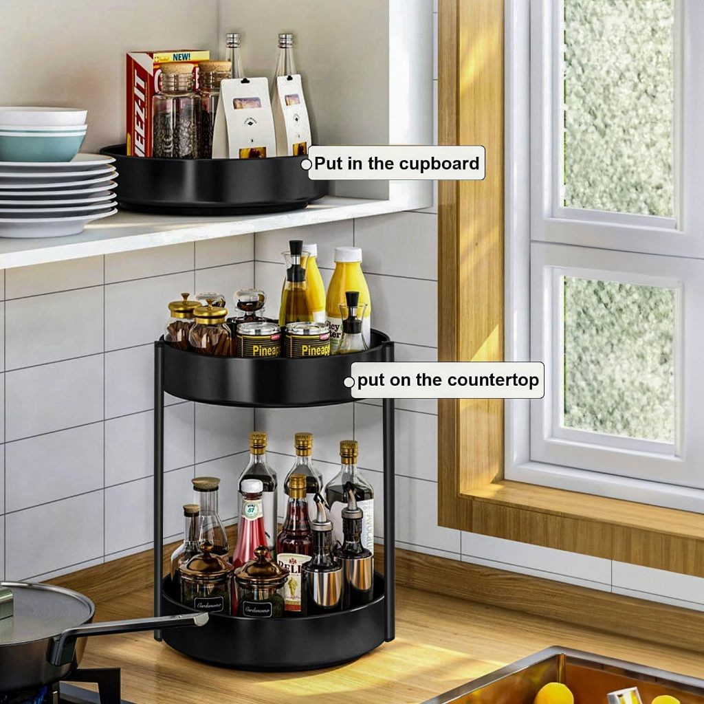 Rak Tempat Bumbu Dapur Putar Meja Kitchen Set Minimalis Estetik Stainless Steel Kitchen Storage 2