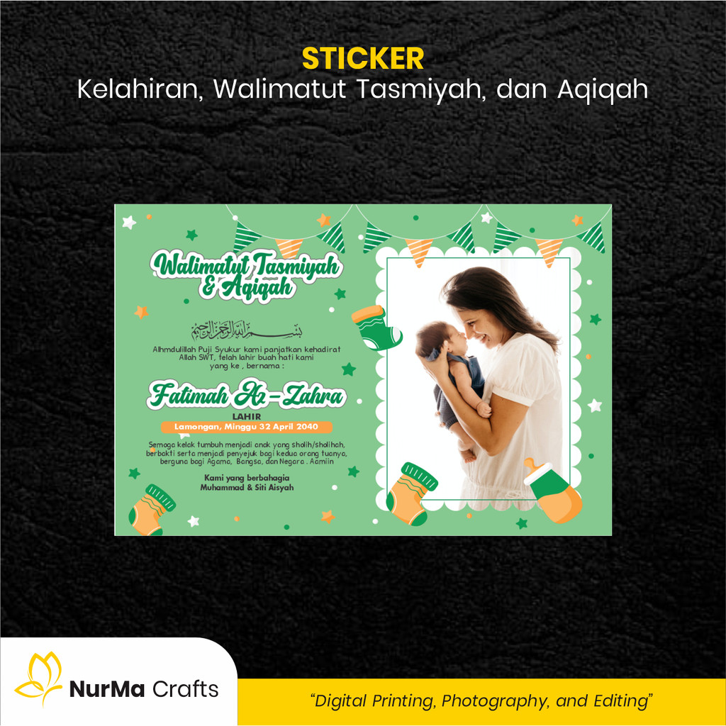 

Stiker Bayi (Walimatut Tasmiyah dan Aqiqah) - Kertas Sticker Bontak / Kertas Art Paper