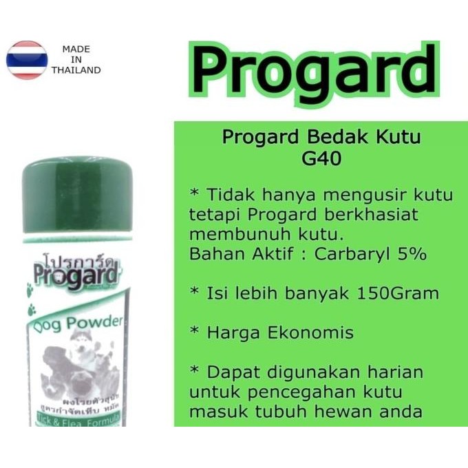 

BARU PROGARD BEDAK / DOG POWDER FLEA & TICK 150GR