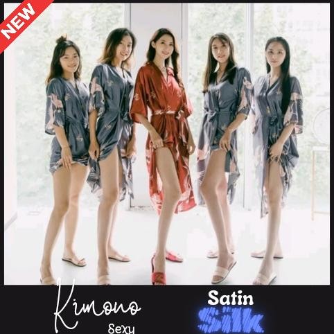 Lingerie Sexy Kimono Satin Silk Halus Premium Import