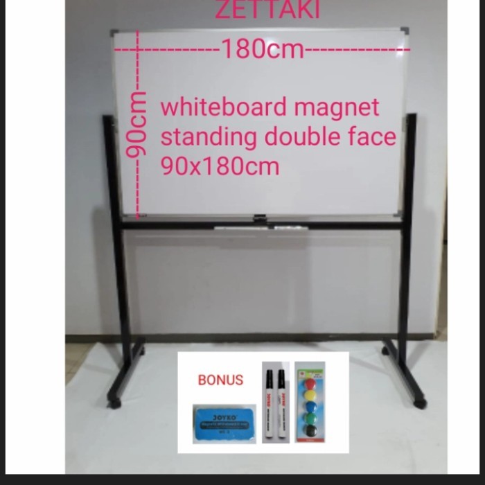 

Papan Tulis Whiteboard Standing Magnet Double Face ZETTAKI 90x180cm