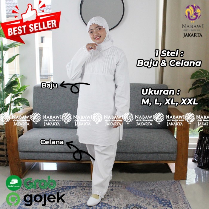 SETELAN BAJU IHRAM IHROM WANITA MOUDY KATUN PERLENGKAPAN HAJI UMROH