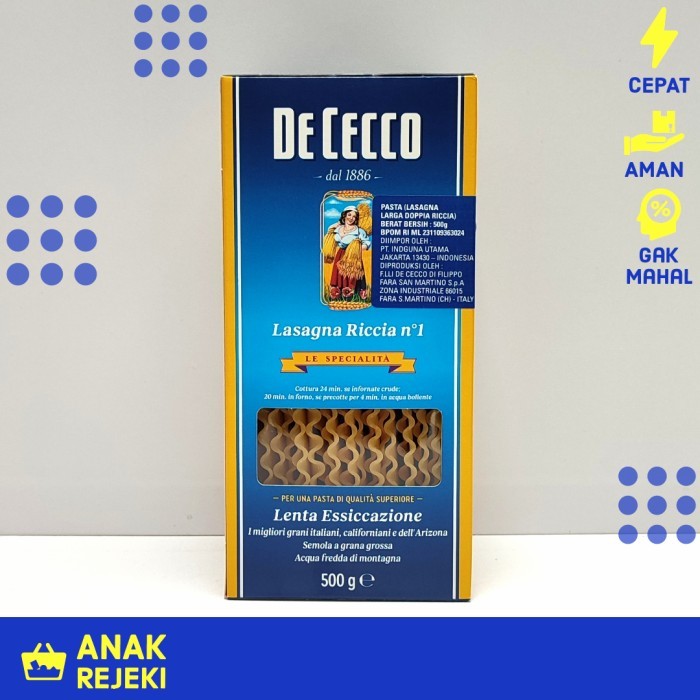 

Lasagna no.1 Pasta De Cecco 500g- Lasagna Bolognese Sheet Italy
