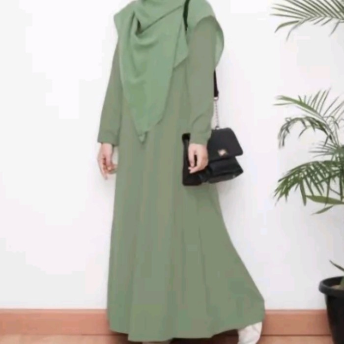 Grosir Gamis Premium Syari Jumbo Long Dress Sage Green