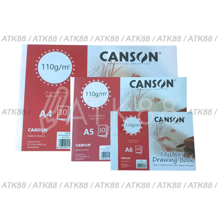 

Canson Fine Face Fine Art Drawing Book Pad A4 A5 A6 110 GSM Buku Gambar 30 sheets
