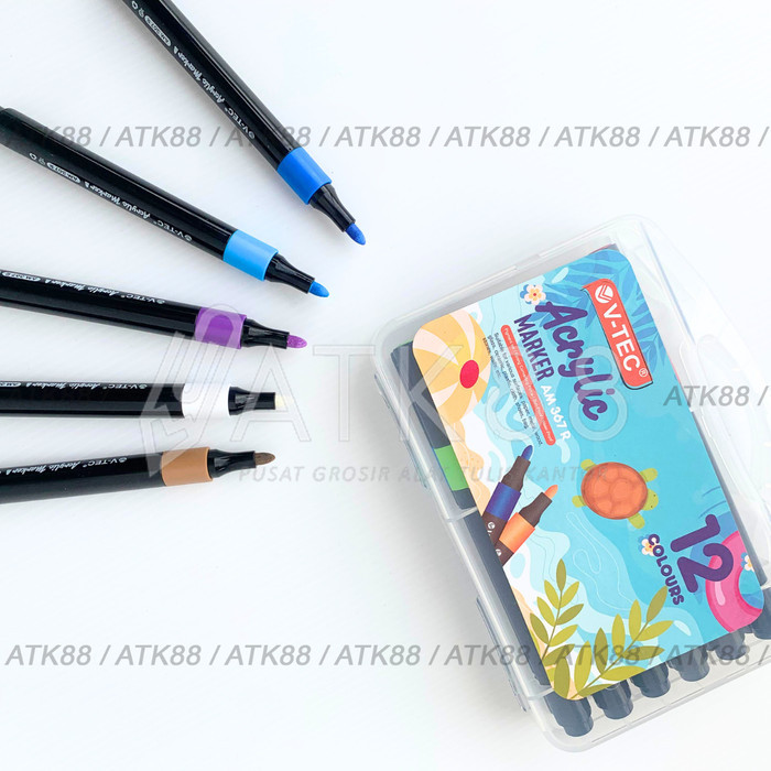 

V-TEC ACRYLIC MARKER AM 367 R 12 COLOUR CAT AKRILIK SPIDOL