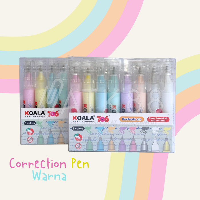 

8 Pcs Correction Fluid Colour Set / Tipe-X Koreksi Pena Cair Warna Pen