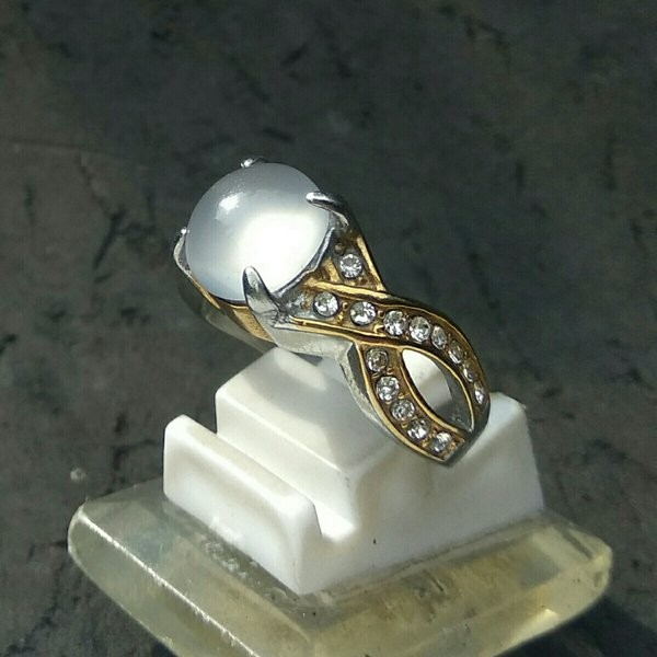 Aksesoris Wanita Cincin Batu Akik Anggur Biru Langit Baturaja (natural Blue Chalcedony) No Dyed No T