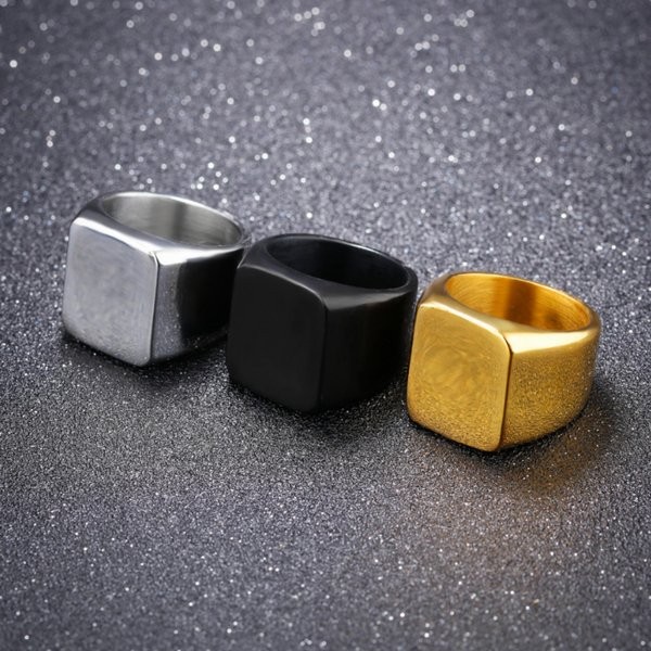 Cincin Pria Titanium Besar Kotak - Statement Ring Square Shape Import High Quality Aksesoris Laki La