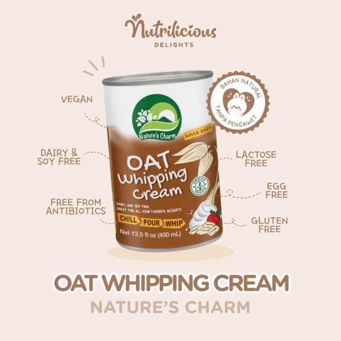 

TERLARIS TERLARIS TERLARIS OAT WHIPPING CREAM CAN 400 ML NATURE'S CHARM VEGAN DAIRY FREE MURAH!!!