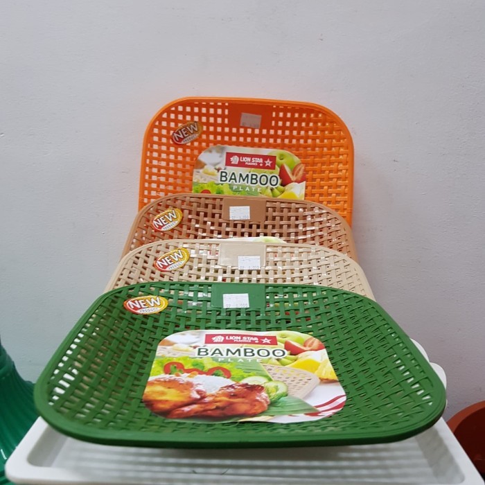 &<&<&<&] Piring Plastik Rotan Bamboo Plate Persegi L Lion Star T 45