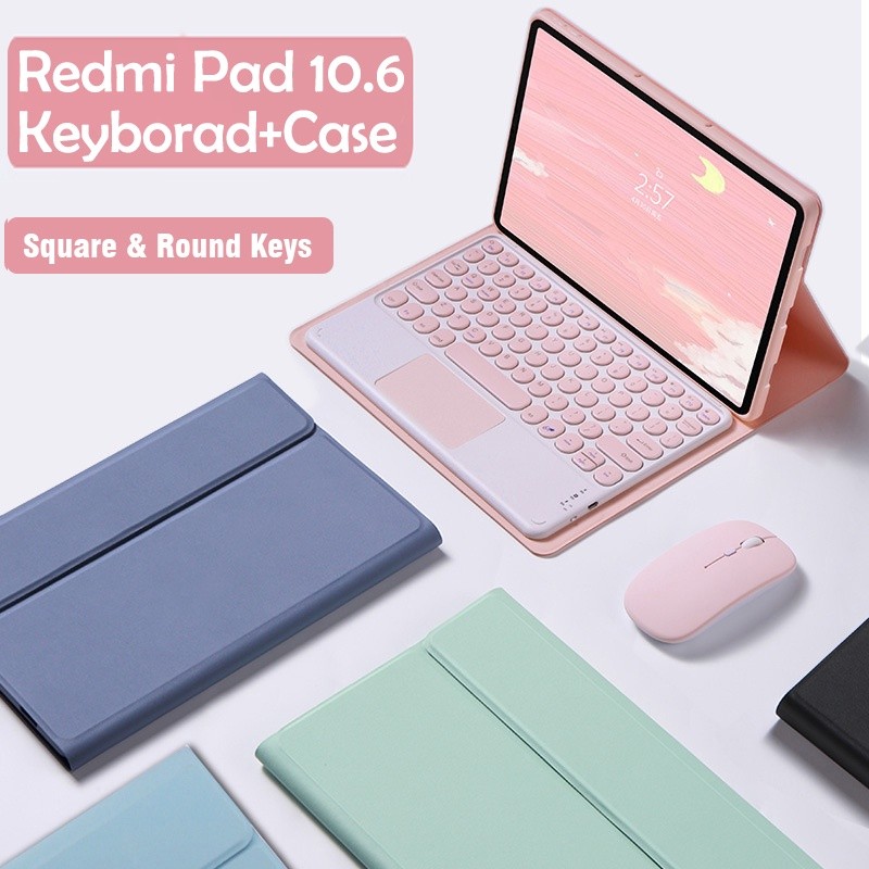 RedMi Pad SE Casing Keyboard untuk Redmi pad 10.6 Casing Keyboard Bluetooth dengan keyboard + Casing
