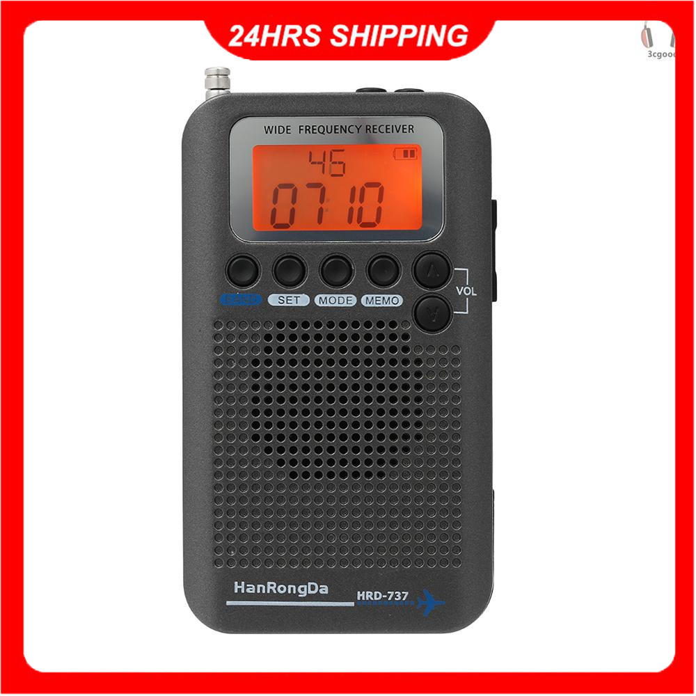 ☀ HanRongDa HRD-737 Radio Portabel Full Band Penerima Pita Pesawat FM/AM/SW/CB/Air/VHF World Band de