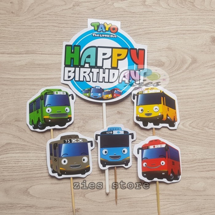 favorit] cake topper happy birthday / cake topper Tayo / hiasan kue BUS TAYO