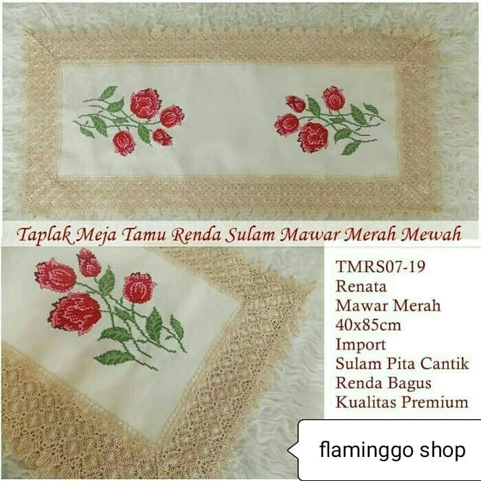 HARGA PROMO TAPLAK MEJA TAMU MOTIF SULAM STRIMIN 45X85 CM ZUK9
