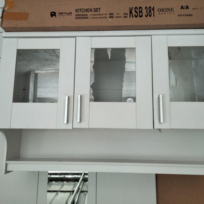 Lemari Dapur Kitchen Set Atas 3 Pintu Putih - Bandung Saja