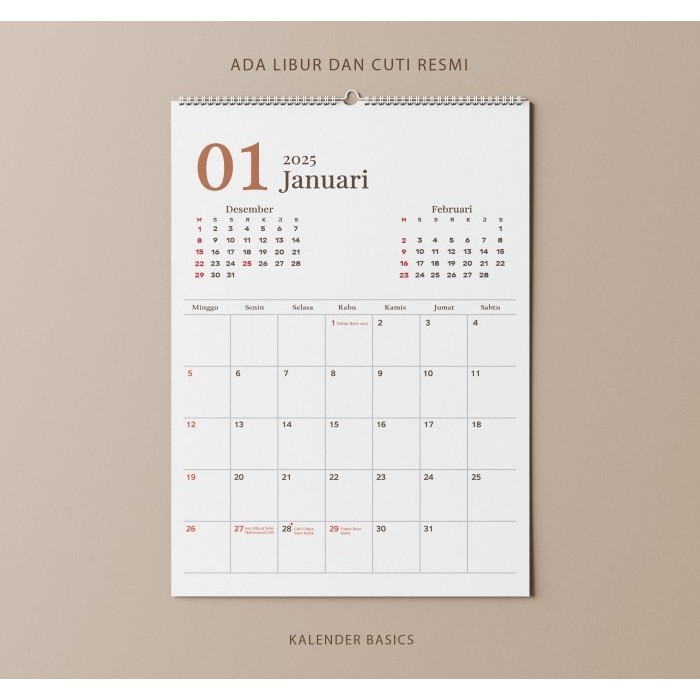 

Sale Kalender Dinding A3 Basics Premium Quality Spiral