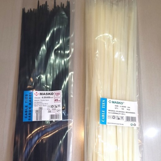 

Sale Masko Kabel Ties 45Cm Tali Sabuk Kabel 450 X 4.8Mm Lebar Putih Hitam