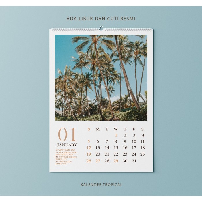 

Sale Kalender Dinding A3 Tropical 2025 Aesthetic Premium Quality Spiral