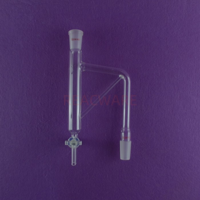 LABORATORY GLASS DISTILLATION RECEIVER ADAPTER GLASS VALVE 24/40 BRAND NEW
