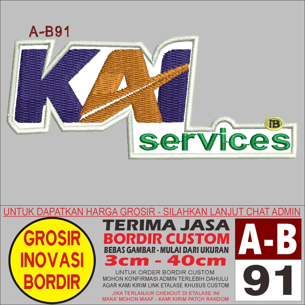 PATCH BORDIR A-B91 LOGO KAI SERVICES - GIB  REVIEW/TESTIMONI