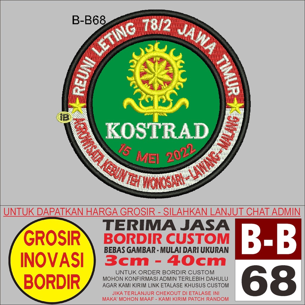 PATCH BORDIR B-B68 LOGO KOSTRAD  - GIB REVIEW/TESTIMONI