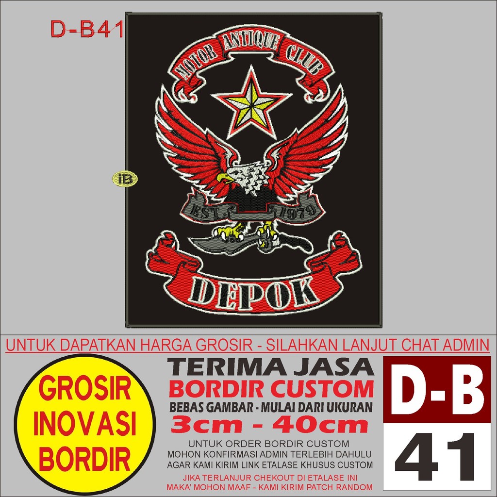 PATCH BORDIR D-B41 LOGO MOTOR CLUB DEPOK - GIB REVIEW/TESTIMONI