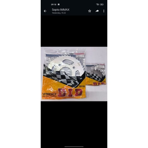 Original Did Racing Gearset 428 Sonic 150 Gtr Verza Megapro New Mono Paket Gear Depan 15T Belakang 4
