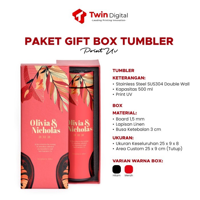 Tumbler Custom Gift Box Botol Minum Custom Print Uv - Tumbler Box