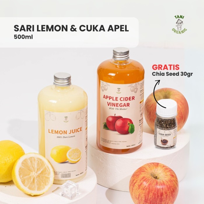 

Paket 500 ml Cuka Apel Sari Lemon 2 in 1 Tani Organic 500 ml - Tani Organic Apple Cider Vinegar -