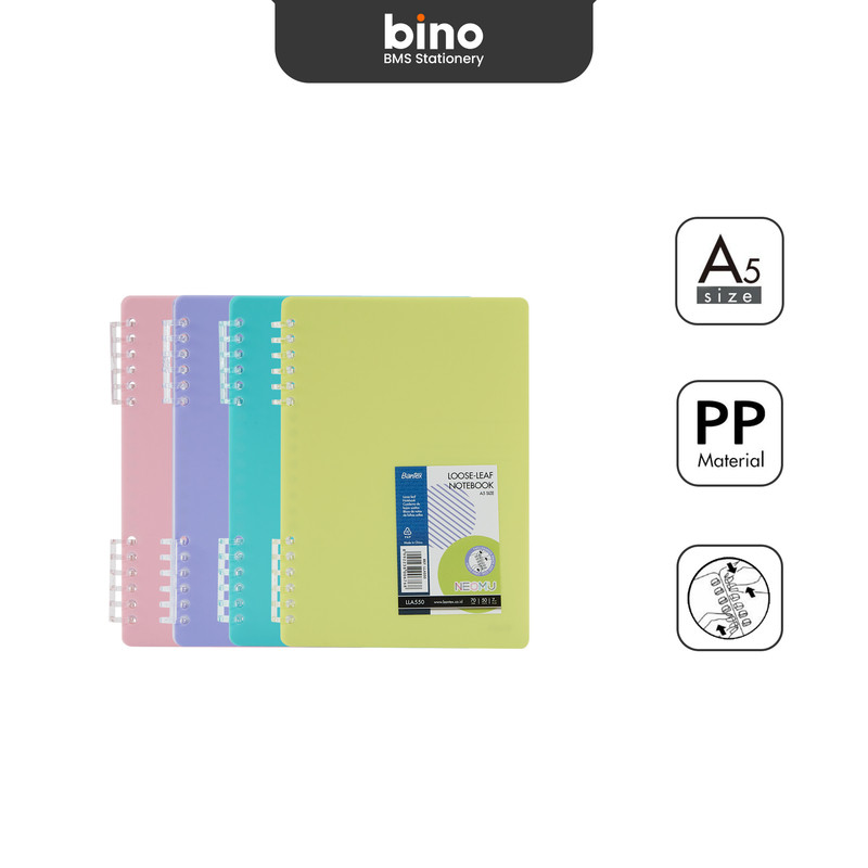 

[BMS Surabaya] Bantex Buku Catatan A5 Loose-Leaf - Klip Adjustable Bahan PP Warna Pastel LLA550