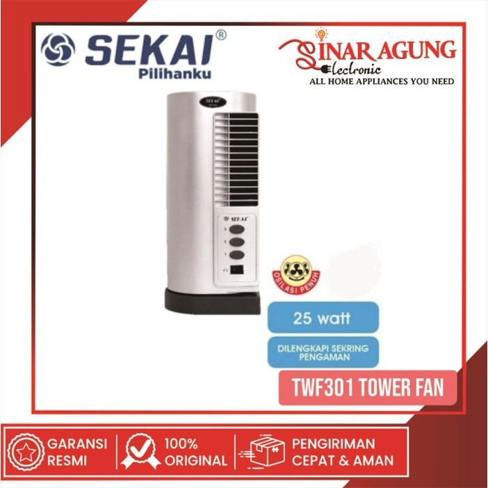 Sekai Kipas Angin Berdiri Twf 301 Tower Fan 25Watt [Garansi Resmi]