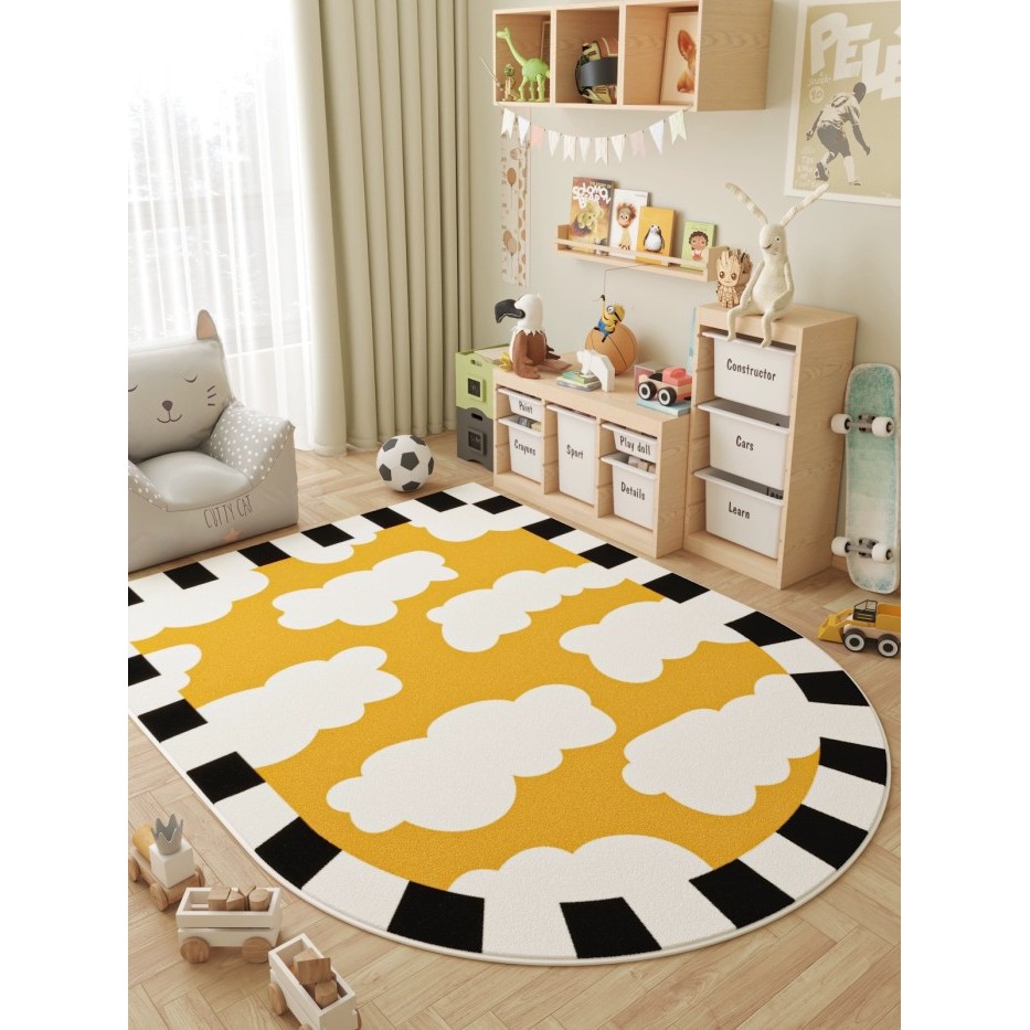 Karpet Kamar Tidur Anak Bayi Bulat Anti Slip Playmat Bayi Alas Tikar