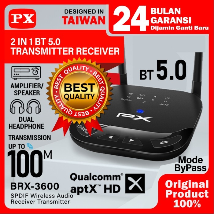 Receiver Bluetooth Transmitter Audio 5.0 Hd Stereo 2In1 Px Brx-3600