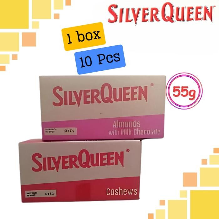 

terbaru !!! silverqueen 55gr 1 box isi 10 pcs milk chocolate cashews dan almonds coklat mede susu
