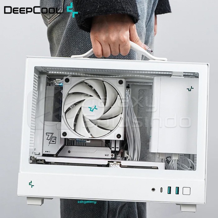 HOT SALE DeepCool CH160 Tempered Glass Portable Mini-ITX Case - Black White
