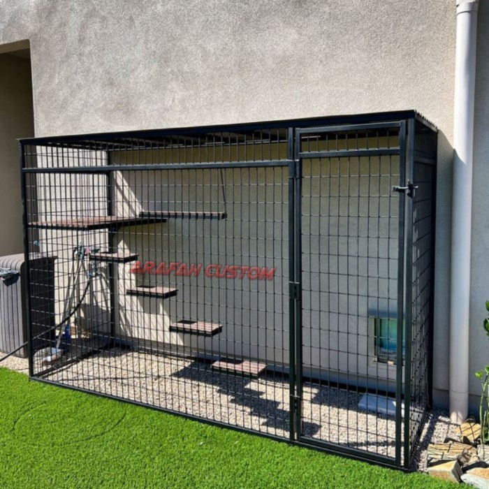 Kandang Rumah Kucing Outdoor Full Besi Kotak Jumbo Besar Anti Karat