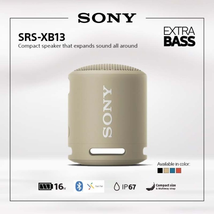 Sony Srs-Xb13 Cream Extra Bass Portable Wireless Speaker / Xb13