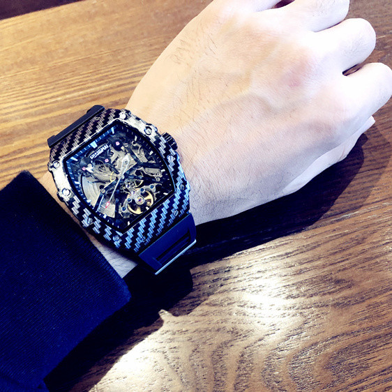 Jam Tangan Mekanis Otomatis Hollow Baru Tourbillon Jam Tangan Pria Asli Tahan Air Bercaha00