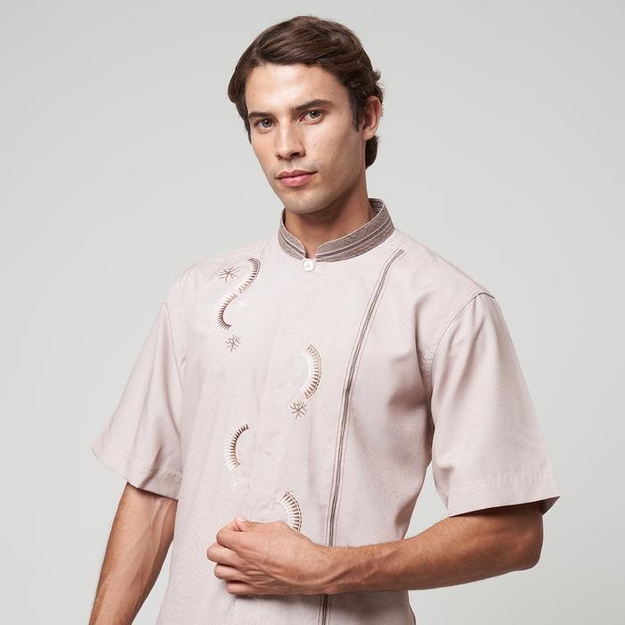 Baju Koko Pria Dewasa Al Mia Platinum 123 Lengan Pendek Terbaru Bordir Motif Asli 100%
