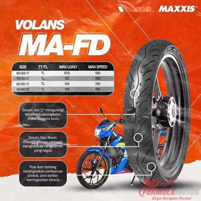 Ban Tubeless Maxxis 80/90-17 - Ban Belakang Motor Bebek Ring 17 Tubles
